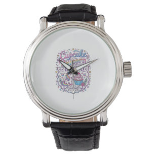 Eenhorn Cupcake Eenhorn Bakkerij Witte Achtergrond Horloge