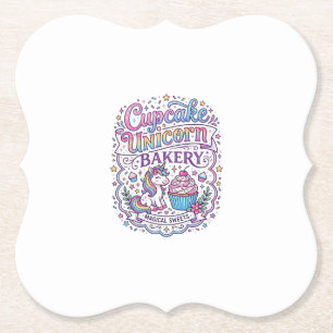 Eenhorn Cupcake Eenhorn Bakkerij Witte Achtergrond Kartonnen Onderzetters