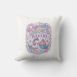 Eenhorn Cupcake Eenhorn Bakkerij Witte Achtergrond Kussen