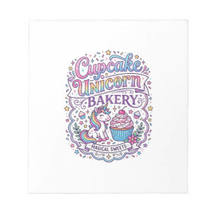 Eenhorn Cupcake Eenhorn Bakkerij Witte Achtergrond Notitieblok