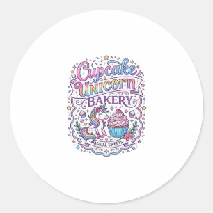 Eenhorn Cupcake Eenhorn Bakkerij Witte Achtergrond Ronde Sticker