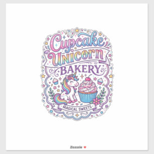 Eenhorn Cupcake Eenhorn Bakkerij Witte Achtergrond Sticker