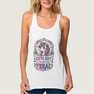 Eenhorn Cute maar enigszins wild witte achtergrond Tanktop