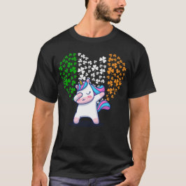 Eenhorn Dabbing liefde valentijn Iers Ierland Vlag T-shirt
