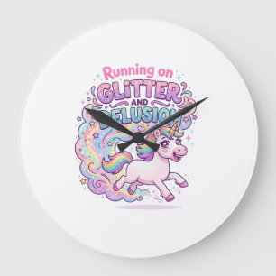 Eenhorn die loopt op Glitter en Bedrog Charming M Grote Klok