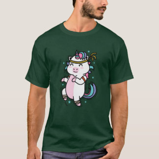Eenhorn die uithoudingssporten doet fitnessraining t-shirt