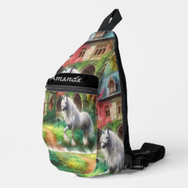 Eenhorn en Kasteel Aquarel Meisjes Sling Bag