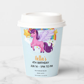 Eenhorn en Regenbogen Verjaardag Papieren Bekers