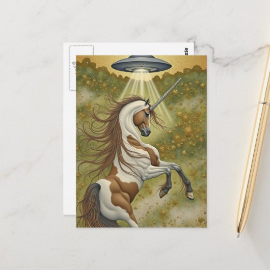 Eenhorn en UFO Briefkaart (Voorkant / Achterkant in situ)