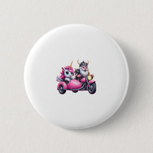 Eenhorn en Viking op een motorfiets mannen vrouwen Ronde Button 5,7 Cm