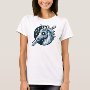 Eenhorn en Zwaard Mystiek Embleem Ontwerp T-shirt