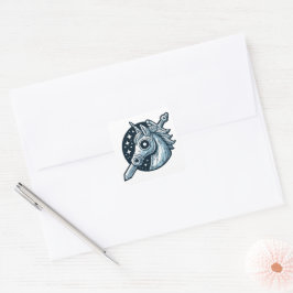 Eenhorn en Zwaard Mystiek Embleem Ontwerp Vierkante Sticker