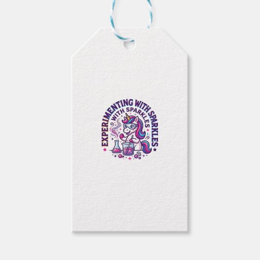 Eenhorn Experimenteert met Glitters Reclameversie Cadeaulabel (Voorkant)