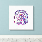Eenhorn Experimenteert met Glitters Reclameversie Canvas Afdruk (Insitu (Houten vloer))