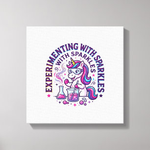 Eenhorn Experimenteert met Glitters Reclameversie Canvas Afdruk