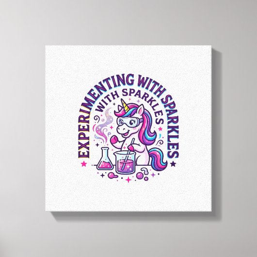 Eenhorn Experimenteert met Glitters Reclameversie Canvas Afdruk (Voorkant)