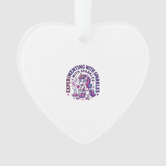 Eenhorn Experimenteert met Glitters Reclameversie Ornament (voorkant)