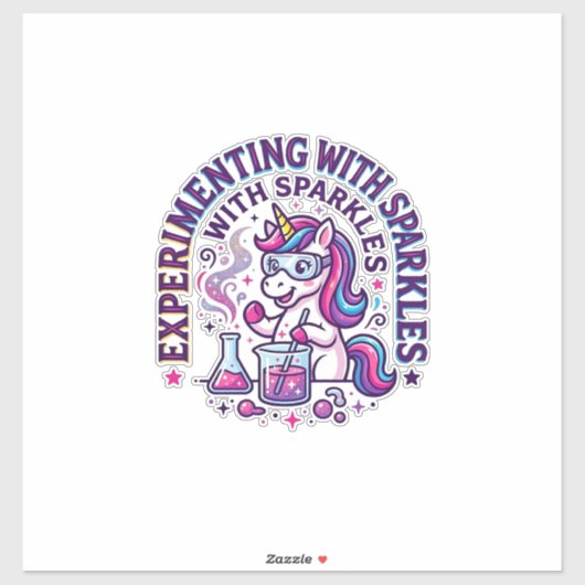 Eenhorn Experimenteert met Glitters Reclameversie Sticker (Vel)