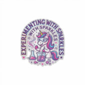 Eenhorn Experimenteert met Glitters Reclameversie Sticker (Voorkant)