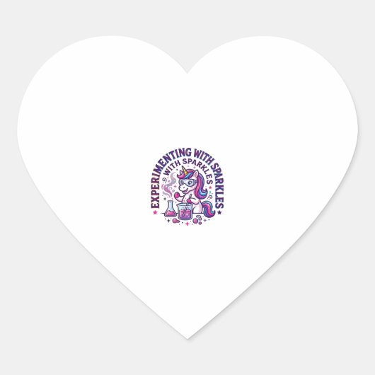 Eenhorn experimenteert met sprankelende reclamesne hart sticker (Voorkant)