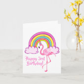 Eenhorn Flamingo Magische Regenboog Meisje 3de Ver Kaart (Gele Bloem)