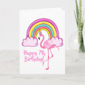 Eenhorn Flamingo Magische Regenboog Meisje 7e Verj Kaart (Voorkant)