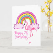 Eenhorn Flamingo Magische Regenboog Meisje 7e Verj Kaart (Gele Bloem)