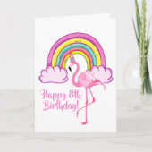 Eenhorn Flamingo Magische Regenboog Meisje 8e Verj Kaart (Voorkant)