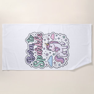 Eenhorn Geboren om Grafisch Ontwerp Merch te laten Strandlaken