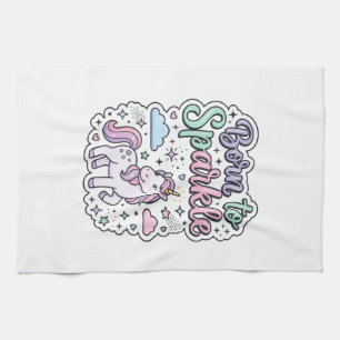 Eenhorn Geboren om Grafisch Ontwerp Merch te laten Theedoek