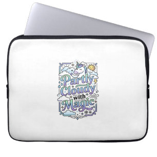 Eenhorn Gedeeltelijk Bewolkt met Magie Commerciële Laptop Sleeve