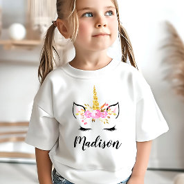 Eenhorn Gezicht Met Wimpers Gepersonaliseerde Naam T-shirt