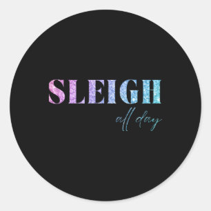 Eenhorn Glitter Slede Alle Dag Kerstmis Ronde Sticker