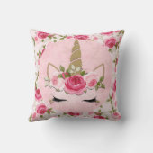 Eenhorn Gouden Bloemrozen Mooie Trendy Kuspillow Kussen (Achterkant)