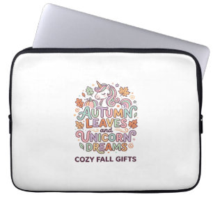 Eenhorn Herfstbladeren en Eenhorn Dromen Vet Typo Laptop Sleeve