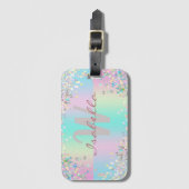 Eenhorn Holografische Glitter Bagagelabel (Voorkant (verticaal))