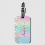 Eenhorn Holografische Glitter Bagagelabel (Voorkant (verticaal))
