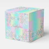 Eenhorn Holografische Glitters Bedankdoosjes (Voorkant Zijde)