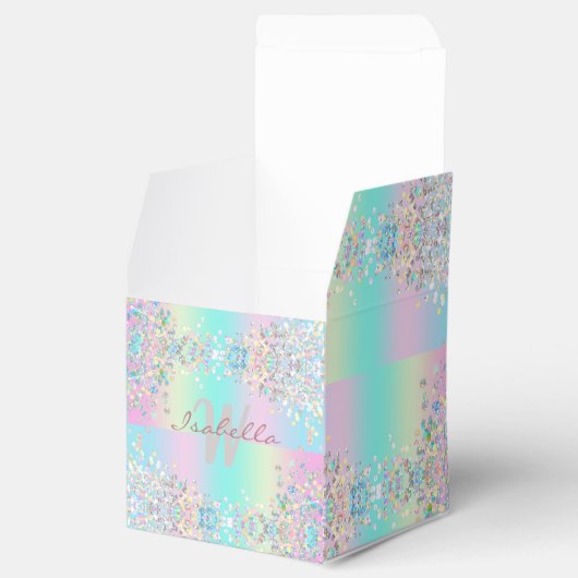 Eenhorn Holografische Glitters Bedankdoosjes (Geopend)