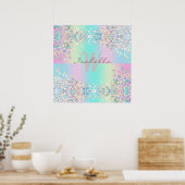 Eenhorn Holografische Glitters Poster (Keuken)
