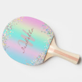 Eenhorn Holografische Glitters Tafeltennisbatje (Zijkant)