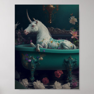 Eenhorn in badkuip poster