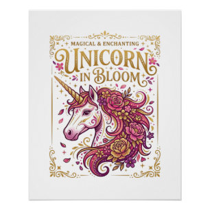 Eenhorn in bloei stijlvol Zazzle ontwerp_1 Perfect Poster