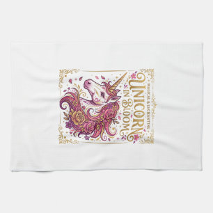 Eenhorn in bloei stijlvol Zazzle-ontwerp_1 Theedoek