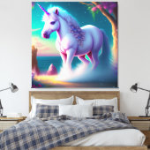 Eenhorn in de bos kunst canvas afdruk (Insitu (Slaapkamer))