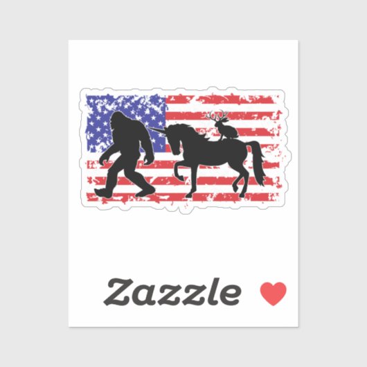 Eenhorn, Jackalope, Bigfoot en de Amerikaanse vlag Sticker (Vel)