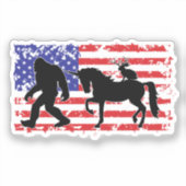 Eenhorn, Jackalope, Bigfoot en de Amerikaanse vlag Sticker (Voorkant)