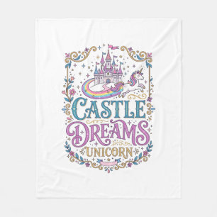 Eenhorn Kasteel Dromen Eenhorn Witte Achtergrond P Fleece Deken