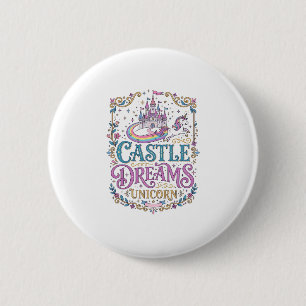 Eenhorn Kasteel Dromen Eenhorn Witte Achtergrond P Ronde Button 5,7 Cm