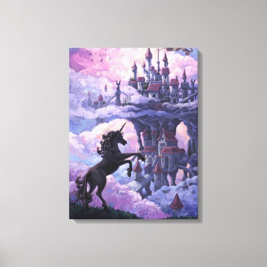 Eenhorn Kasteel Kunst Canvas Afdruk (Voorkant)